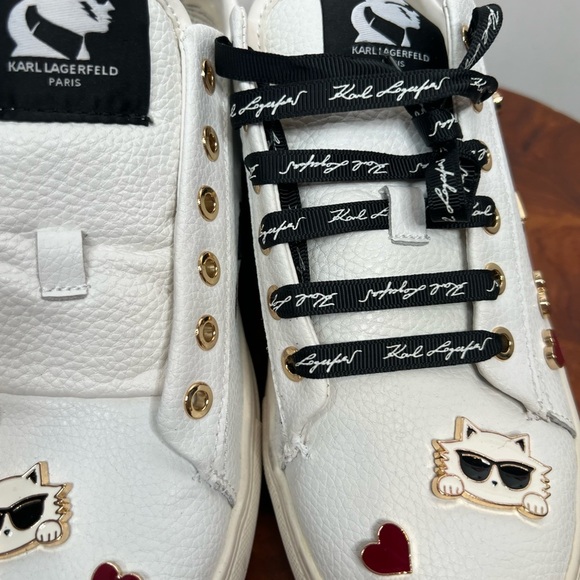 Karl Lagerfeld Women's Cate Pins White Sneakers Size 8.5 Needs Laces - Picture 7 of 11